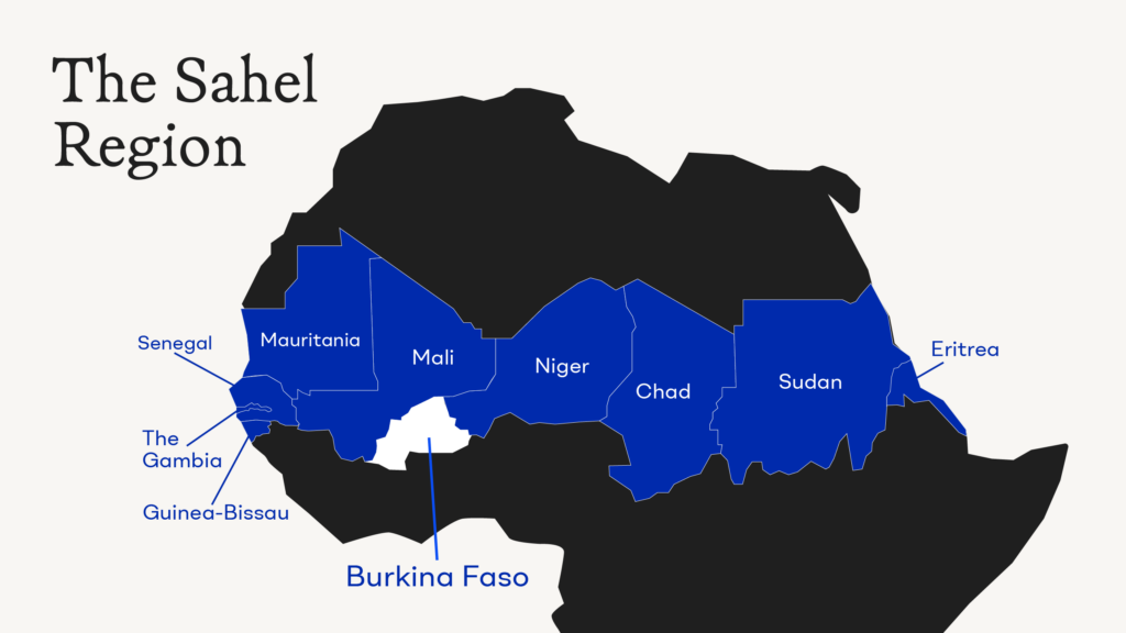 Map of the Sahel region in Africa
